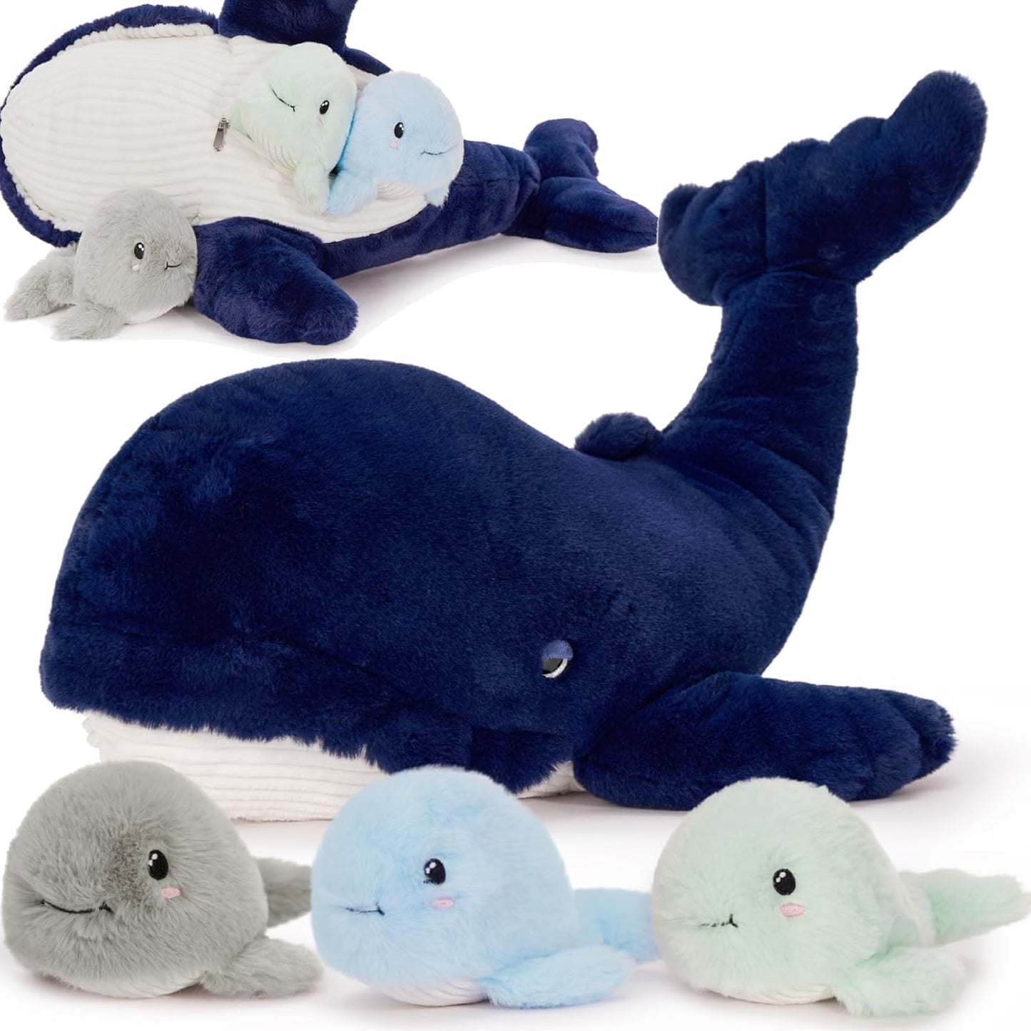 MaoGoLan Blue Whale Plush Toy Set - 20 Inch Giant Whale Family