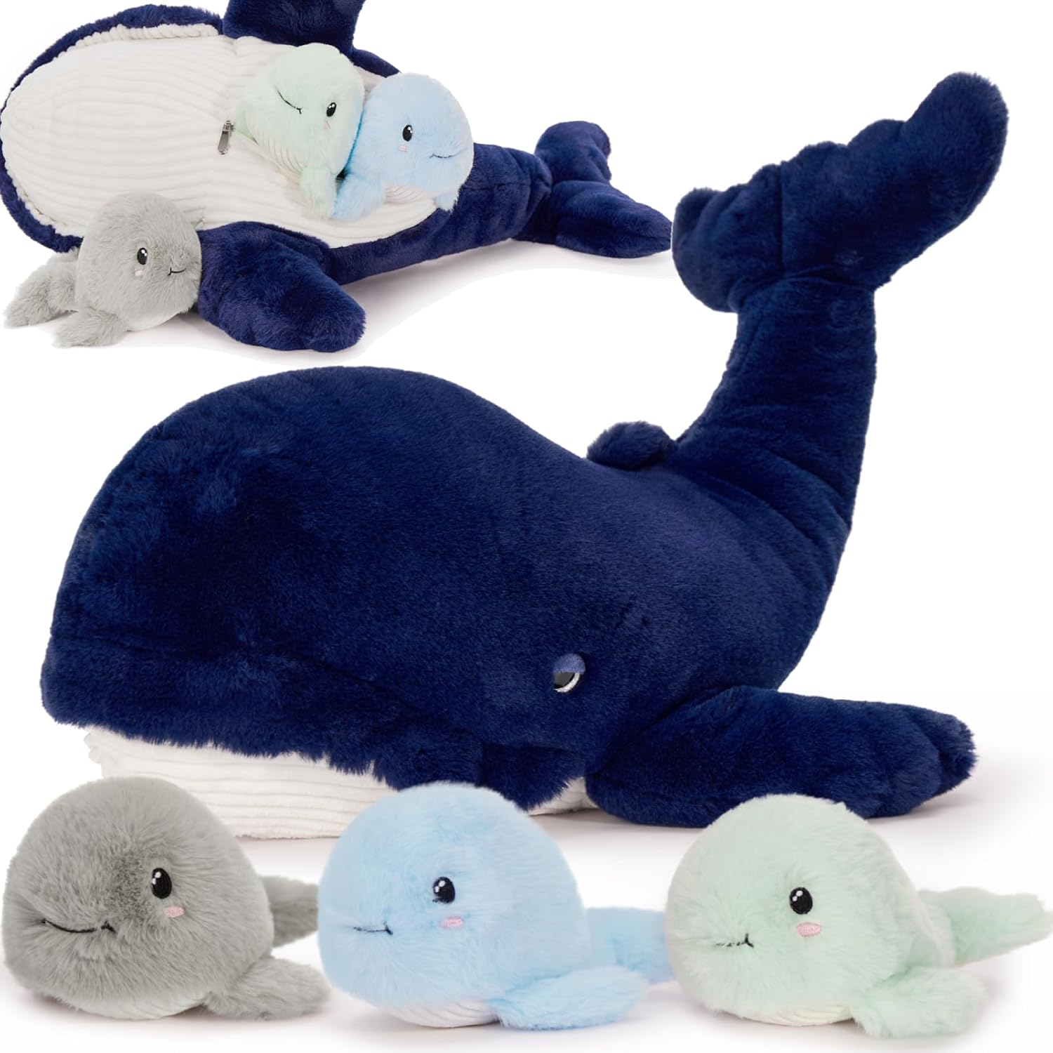 MaoGoLan Blue Whale Plush Toy Set - 20 Inch Giant Whale Family