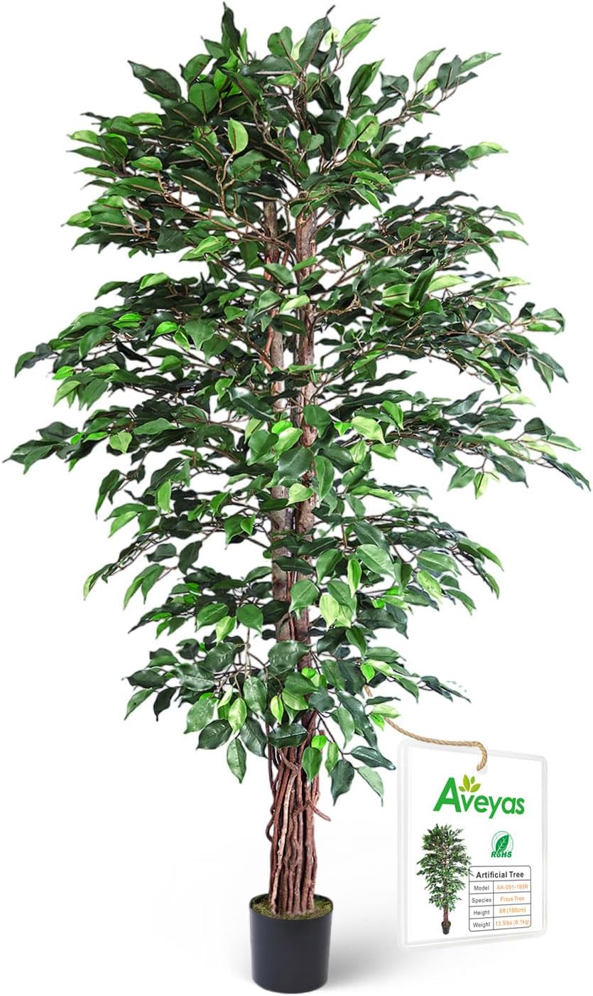 6ft Artificial Ficus Tree for Home Decor - Realistic Faux Plant