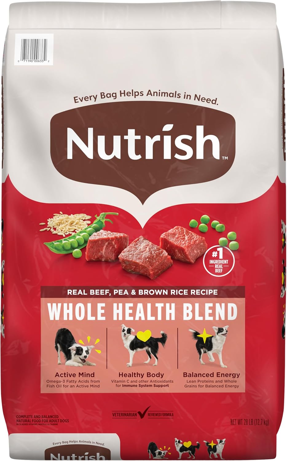 Nutrish Dry Dog Food with Real Beef for Adult Dogs, 28 lb Bag