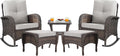 Patio Rocking Chairs Furniture Set - 5 Piece Wicker Rocking Set