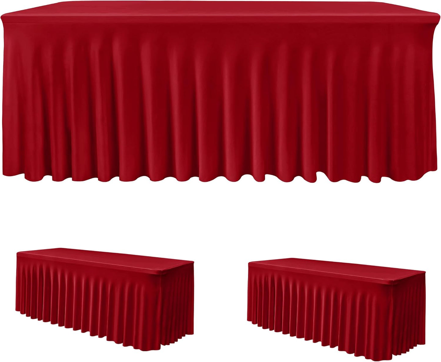 Vibrant Red Spandex Table Skirts for 6 Foot Tables - 2 Pack