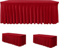 Red Spandex Table Cover for 8 ft Table - 2 Pack Fitted Skirts