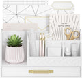 Bamboo Desk Organizer with Drawers Mail Organizer - Sleek Desktop