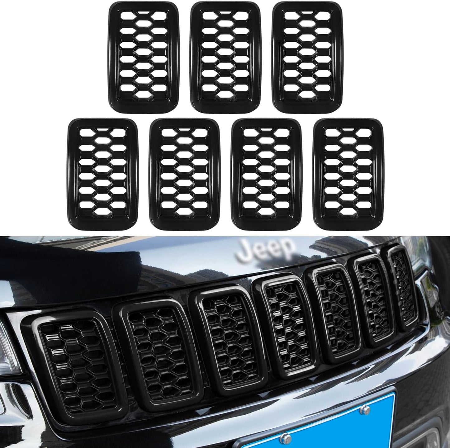 Grill Inserts Rings Covers for Jeep Grand Cherokee 2017-2021