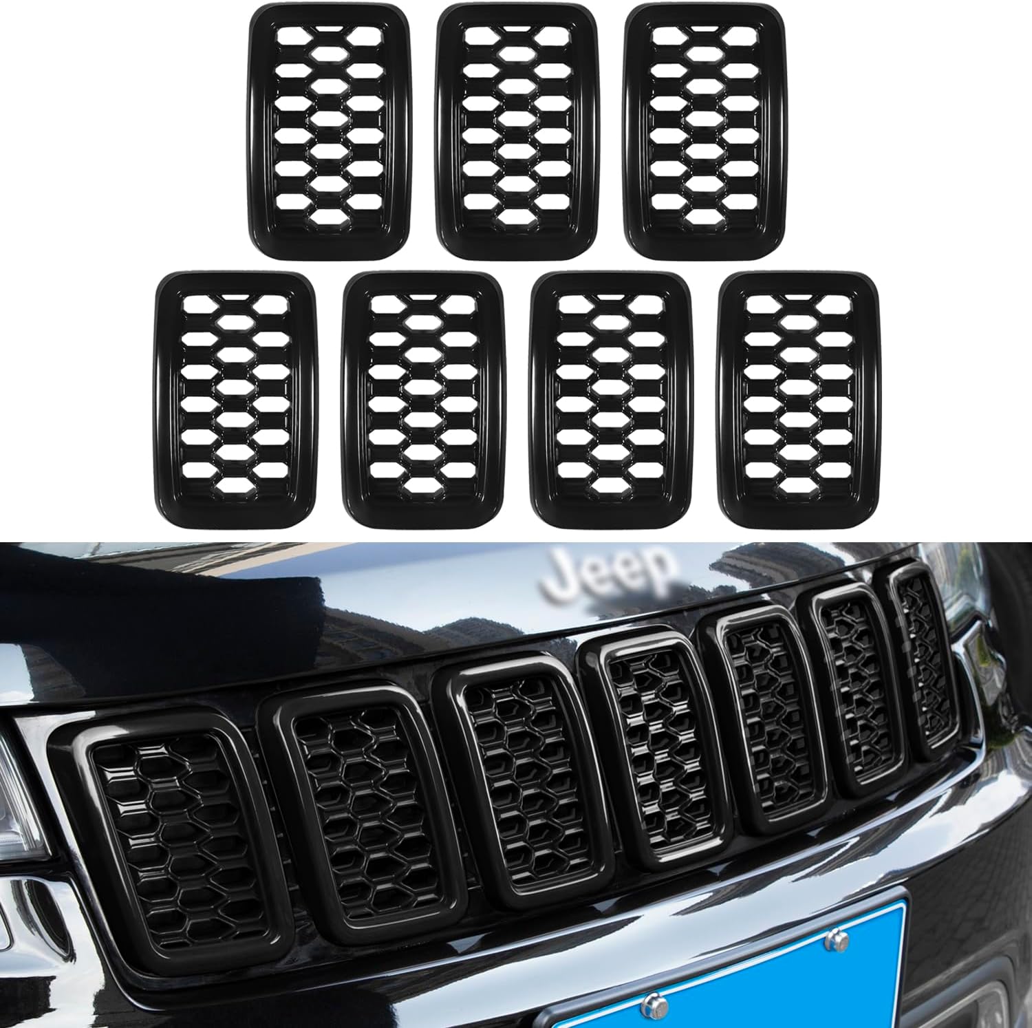 Grill Inserts Rings Covers for Jeep Grand Cherokee 2017-2021