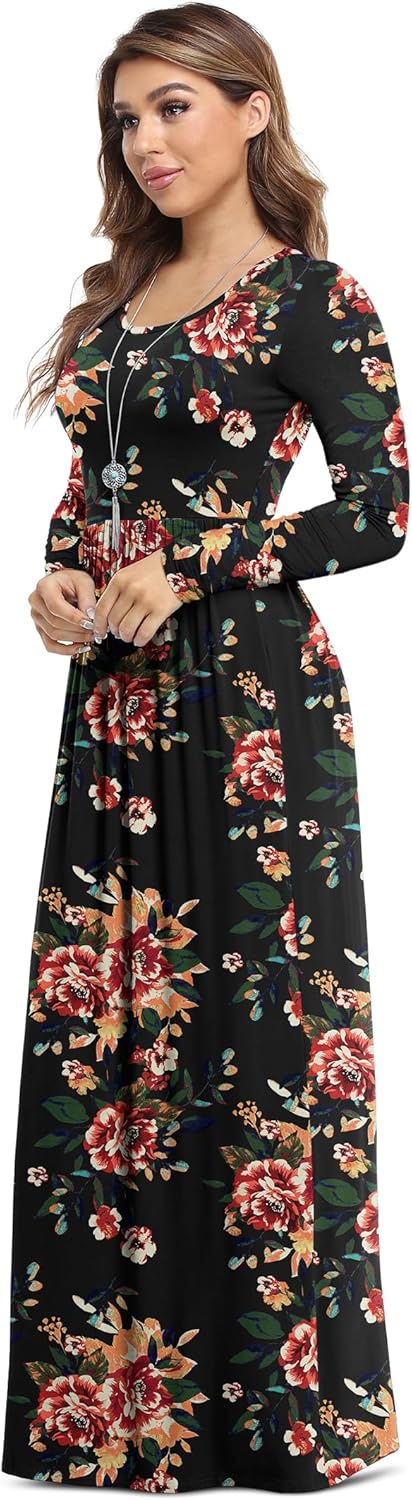 VIISHOW Women's Long Sleeve Maxi Dresses with Pockets for Casual Wear
