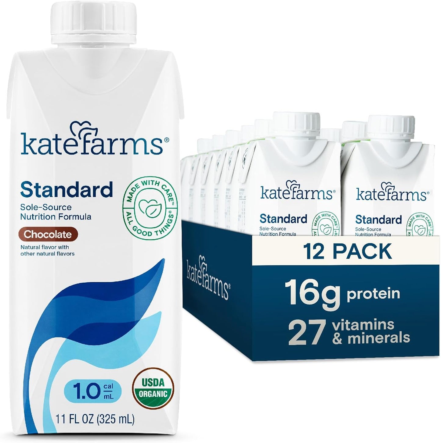 KATE FARMS Organic Nutrition Shake with 16g Protein and 27 Vitamins