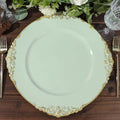 13 in Sage Green Gold Baroque Charger Plates - Set of 24
