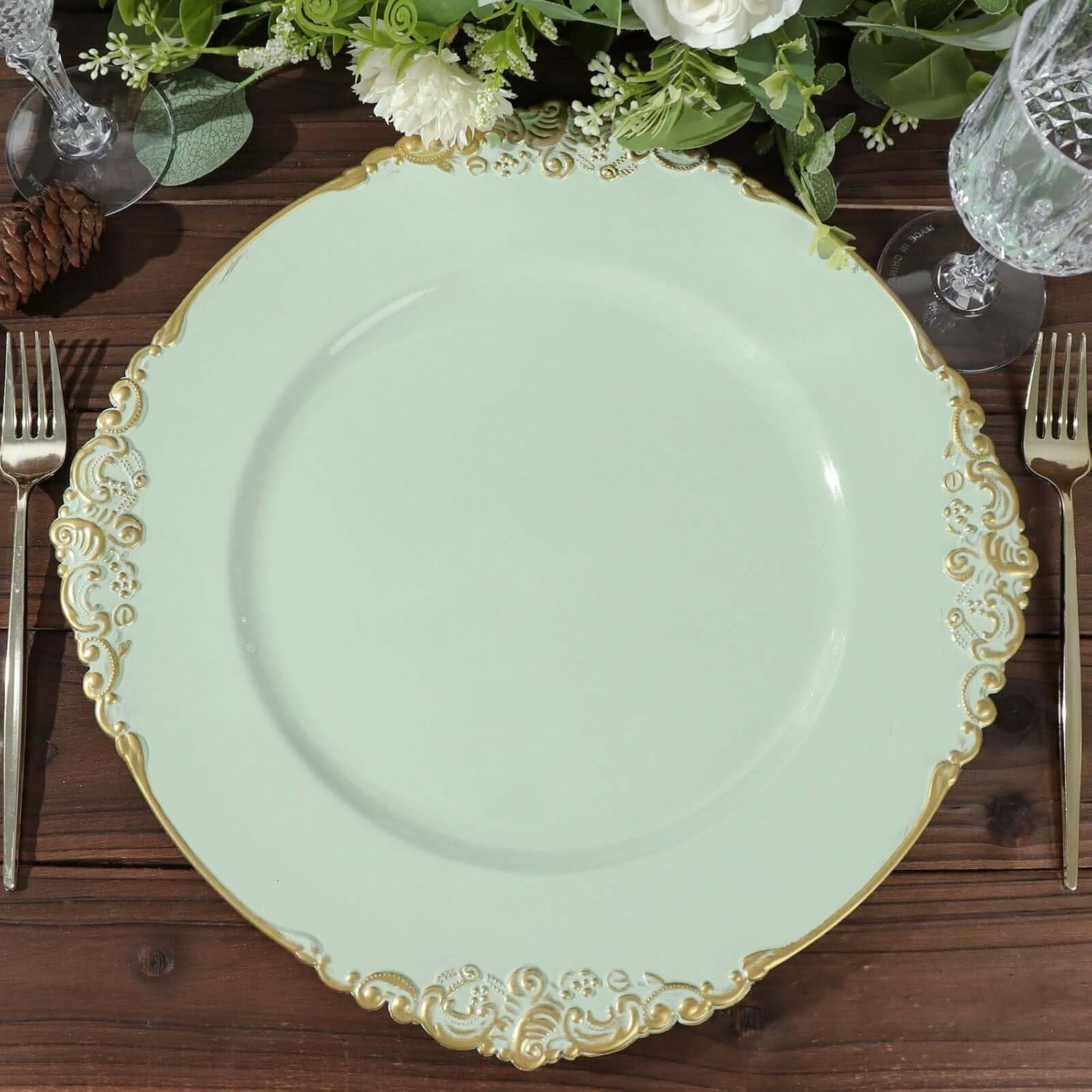 13-Inch Sage Green Charger Plates Set of 24 for Elegant Events