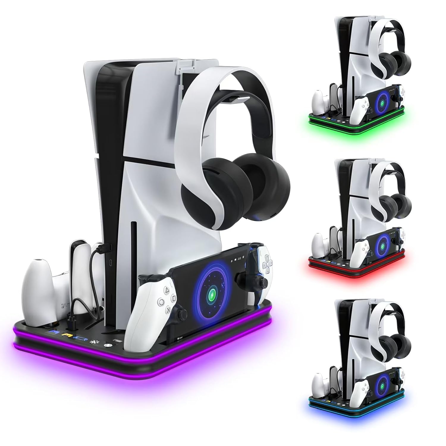 PS5 Slim Stand and Cooling Station with RGB LED Charger