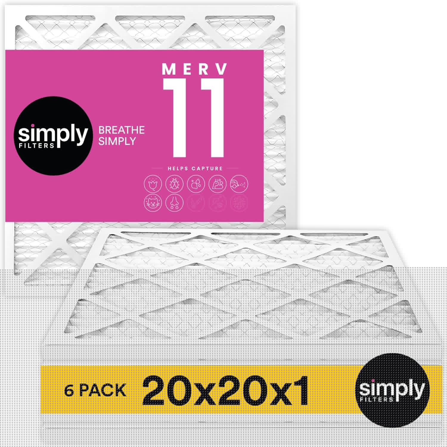 Simply 20x20x1 Air Filter Merv 11 for Dust and Allergy Control