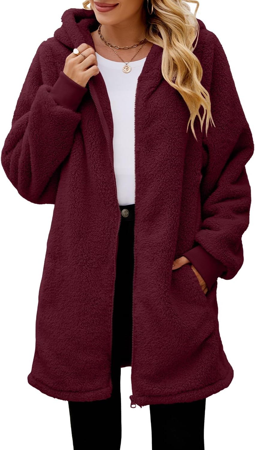 ReachMe Womens Fleece Zip Up Jacket for Cozy Winter Wear