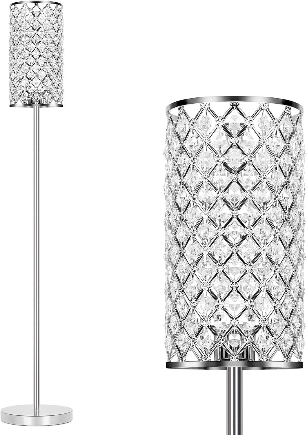 Crystal Floor Lamp with Elegant Shade for Living Room Decor