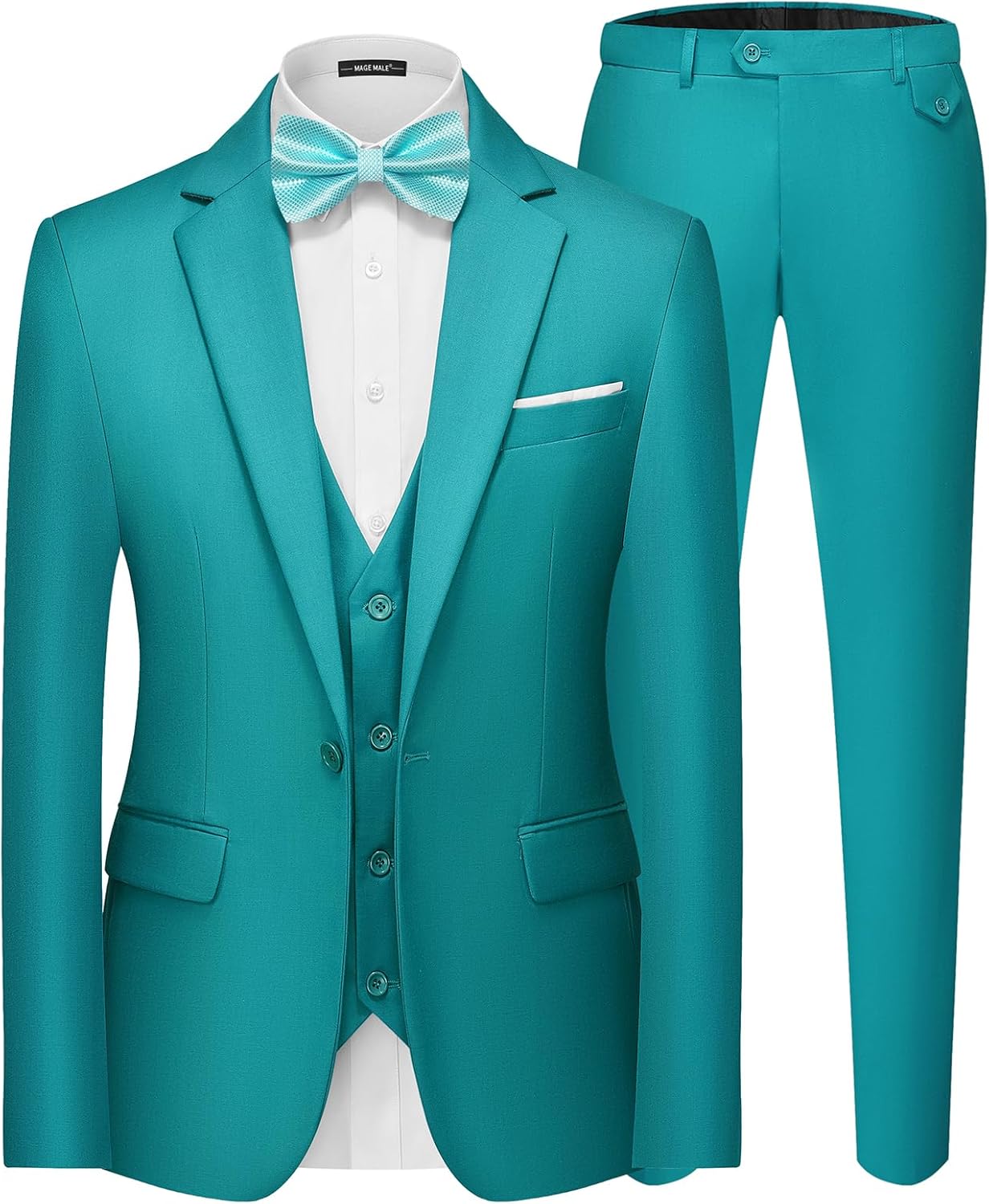 MAGE MALE Men's 3 Pieces Suit Elegant Solid Slim Fit Blazer Set