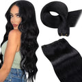 LaaVoo Weft Hair Extensions Jet Black 20in - Remy Straight Wefts