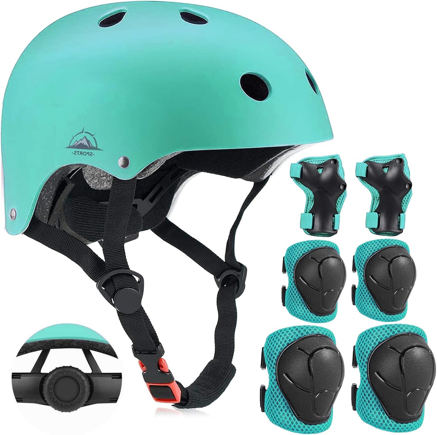 Adjustable Kids Helmet with Knee Pads and Elbow Pads for Safety