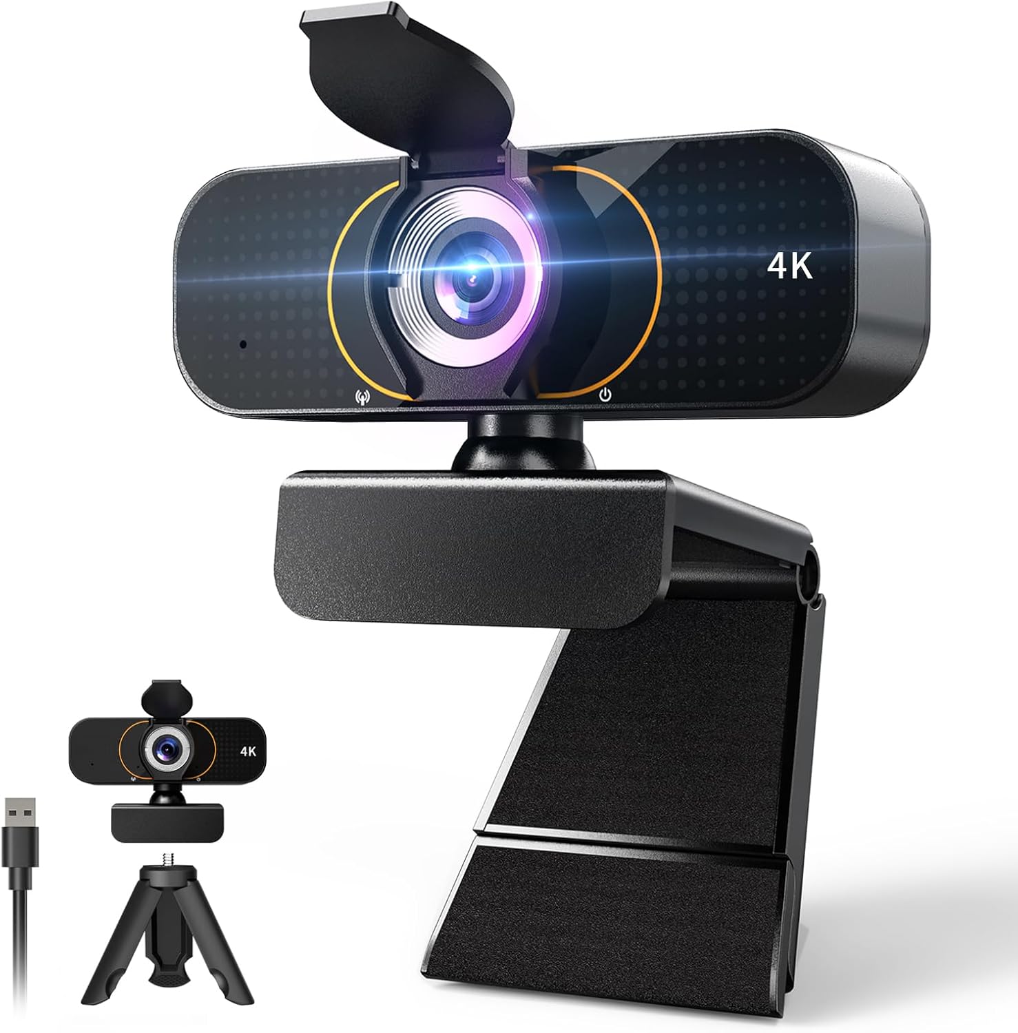 4K Webcam for PC with Microphone and Light Correction Features