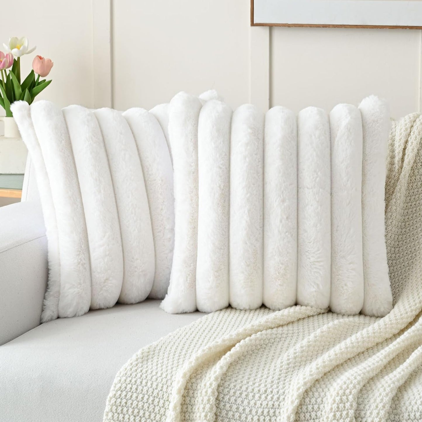 FUTEI Cream White Decorative Throw Pillow Covers for Home Decor
