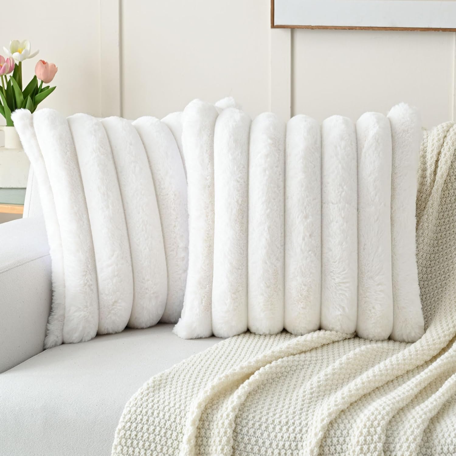 FUTEI Cream White Decorative Throw Pillow Covers for Cozy Decor