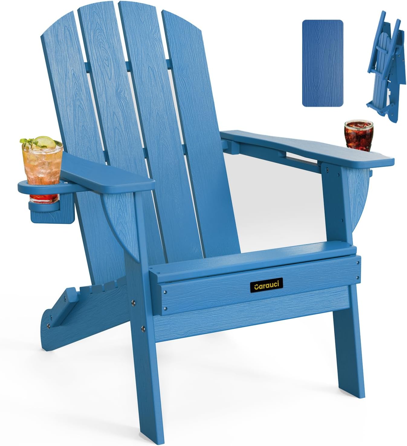 Folding Adirondack Chair with Cup Holders for Outdoor Comfort