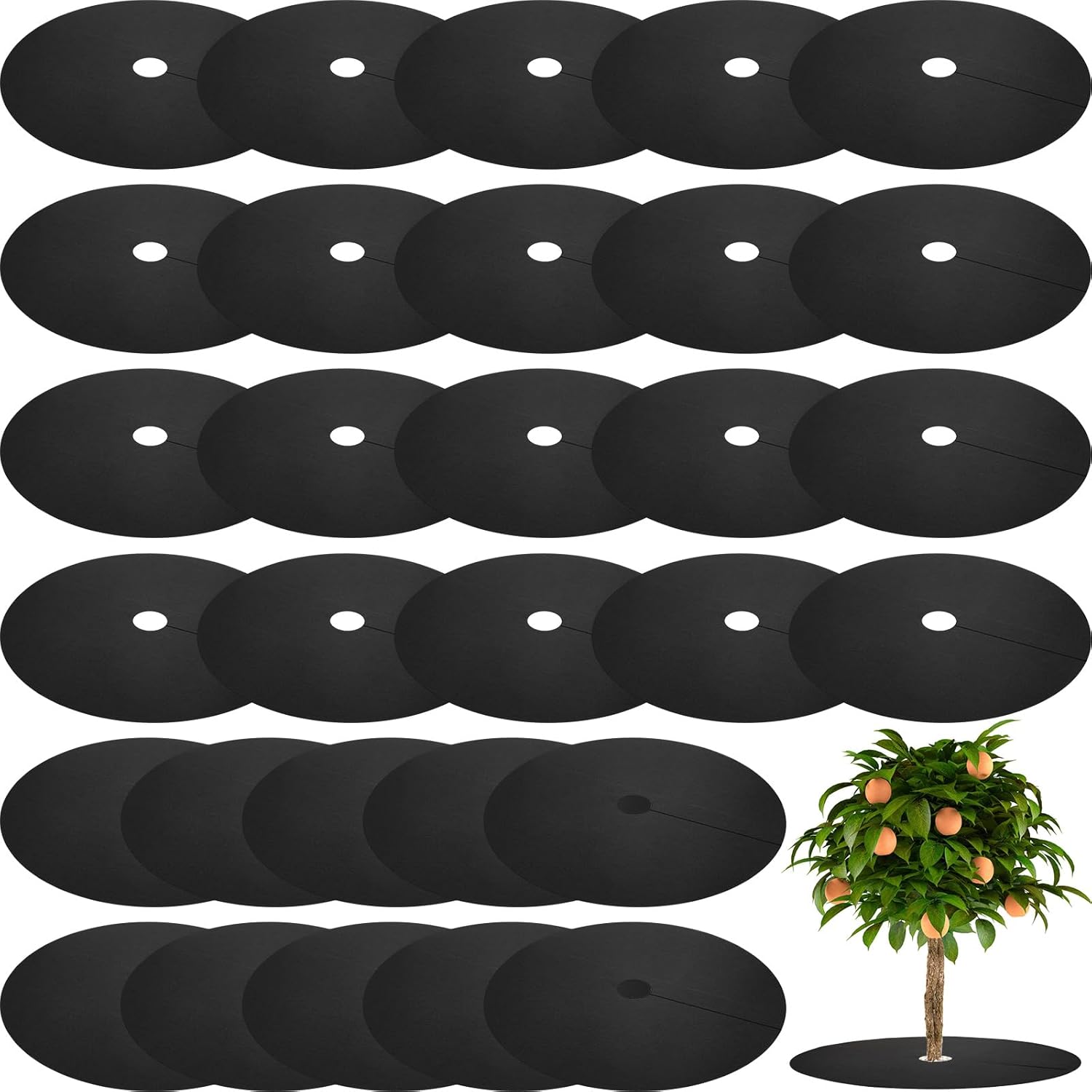 30 Pieces Non Woven Tree Mulch Ring for Effective Weed Control