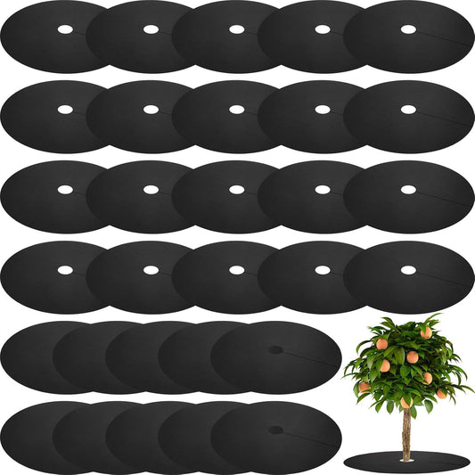 30 Pieces Non Woven Tree Mulch Ring for Effective Weed Control
