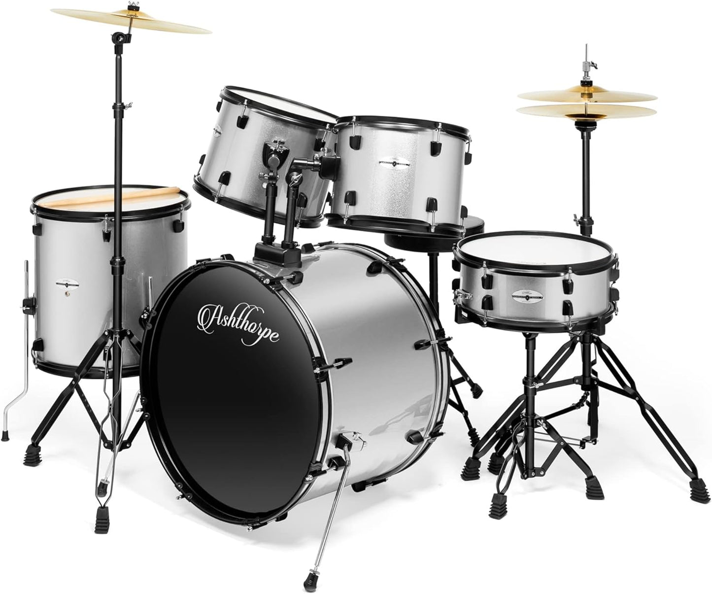 Ashthorpe 5-Piece Full Size Adult Drum Set with Remo Heads