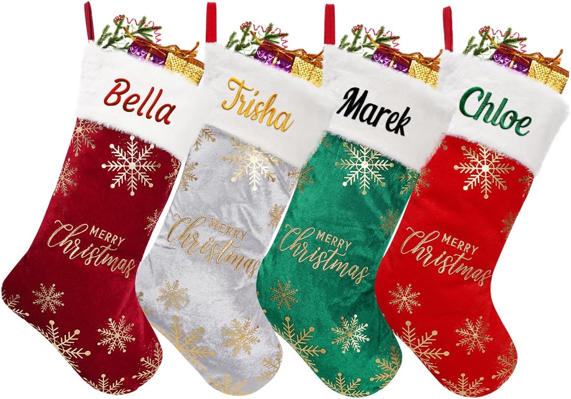 Personalized Christmas Stocking for Kids - Custom Name Velvet