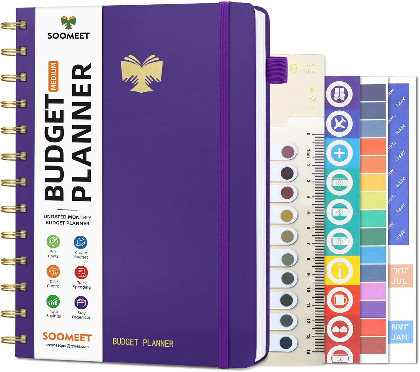 2025-2026 Budget Planner - Control Your Money with Monthly Tracker & Pockets - Purple, Medium Size