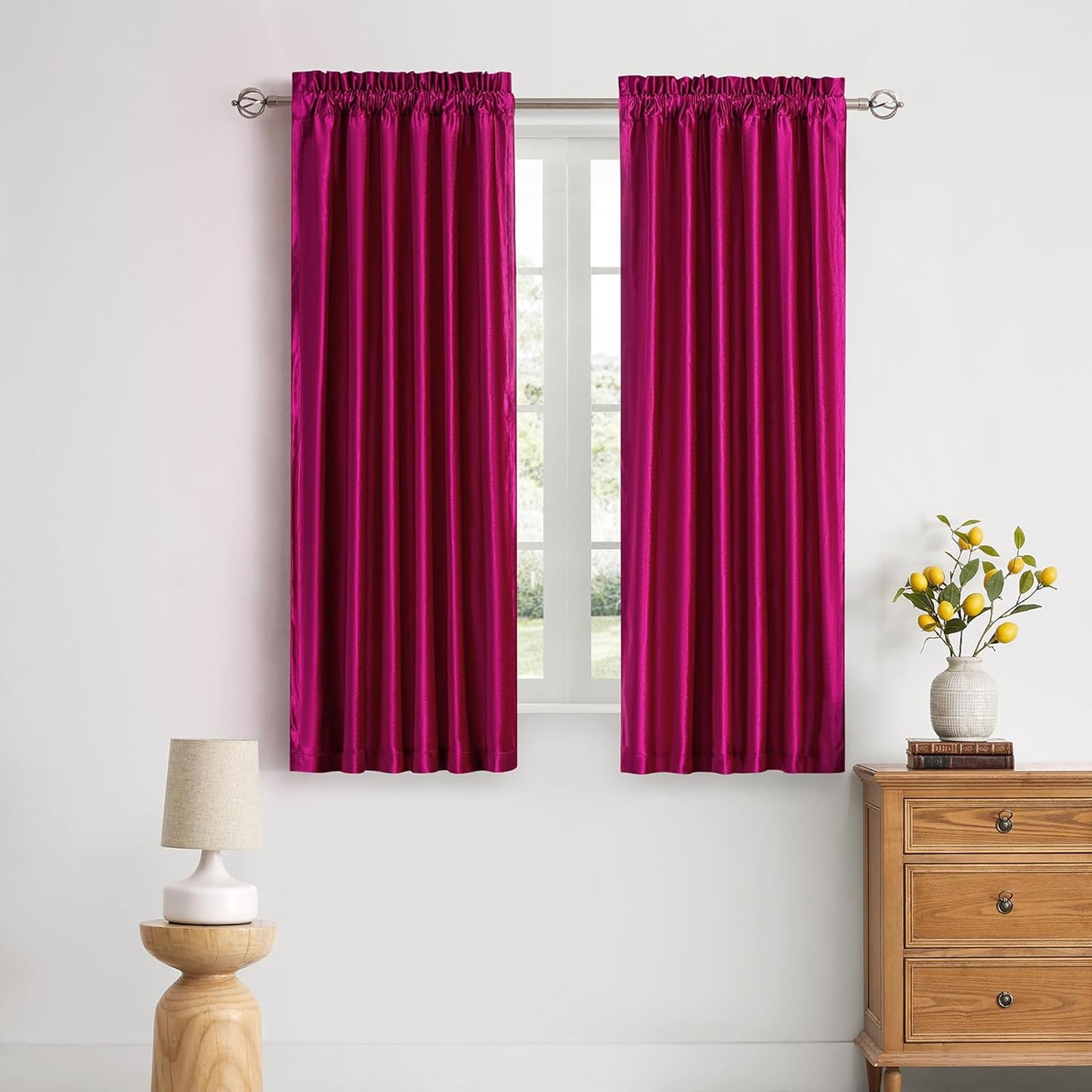PRIMROSE Hot Pink Velvet Blackout Curtains for Living Room