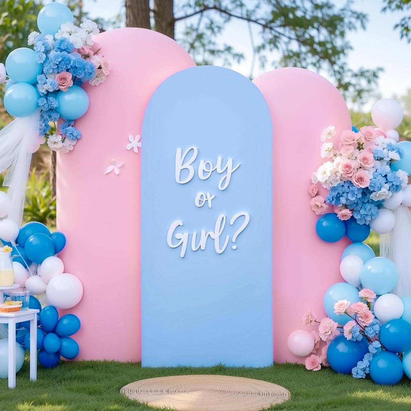 Pink Blue Arch Cover Set for Gender Reveal and Birthday Parties