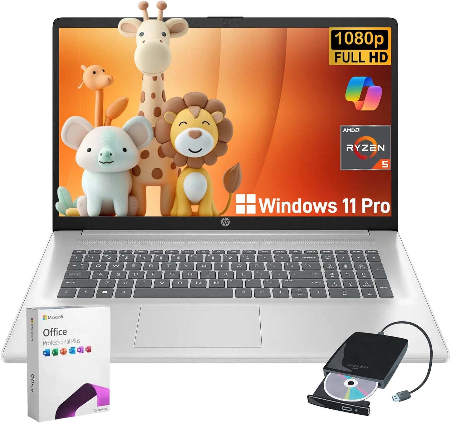 HP 17 Business Laptop with AMD Ryzen 5 and 64GB RAM