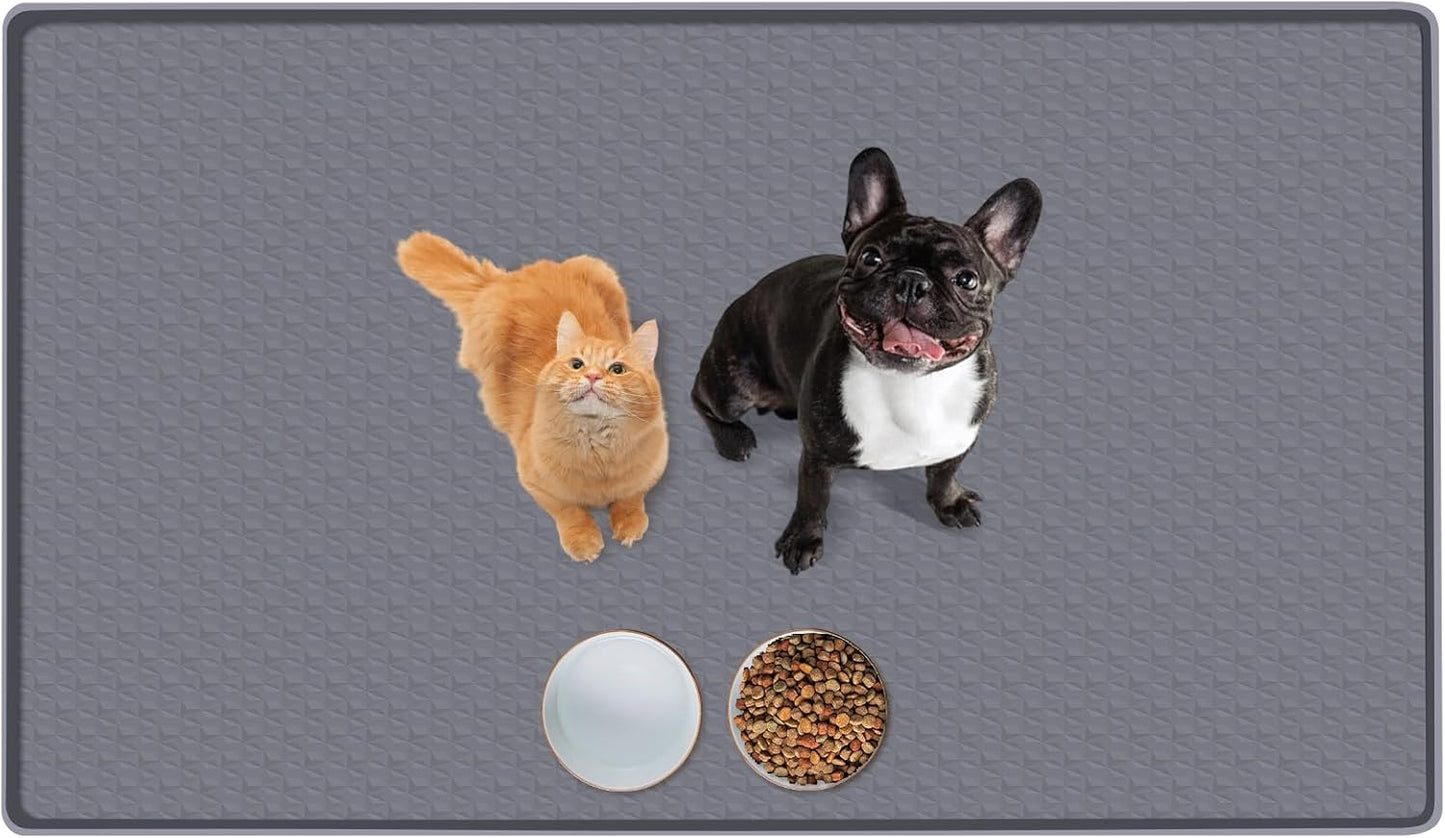 Extra Large Cat Food Mat for Easy Feeding and Floor Protection
