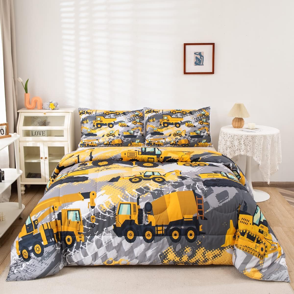 Feelyou Kids Construction Comforter Set for Boys Twin Bedding