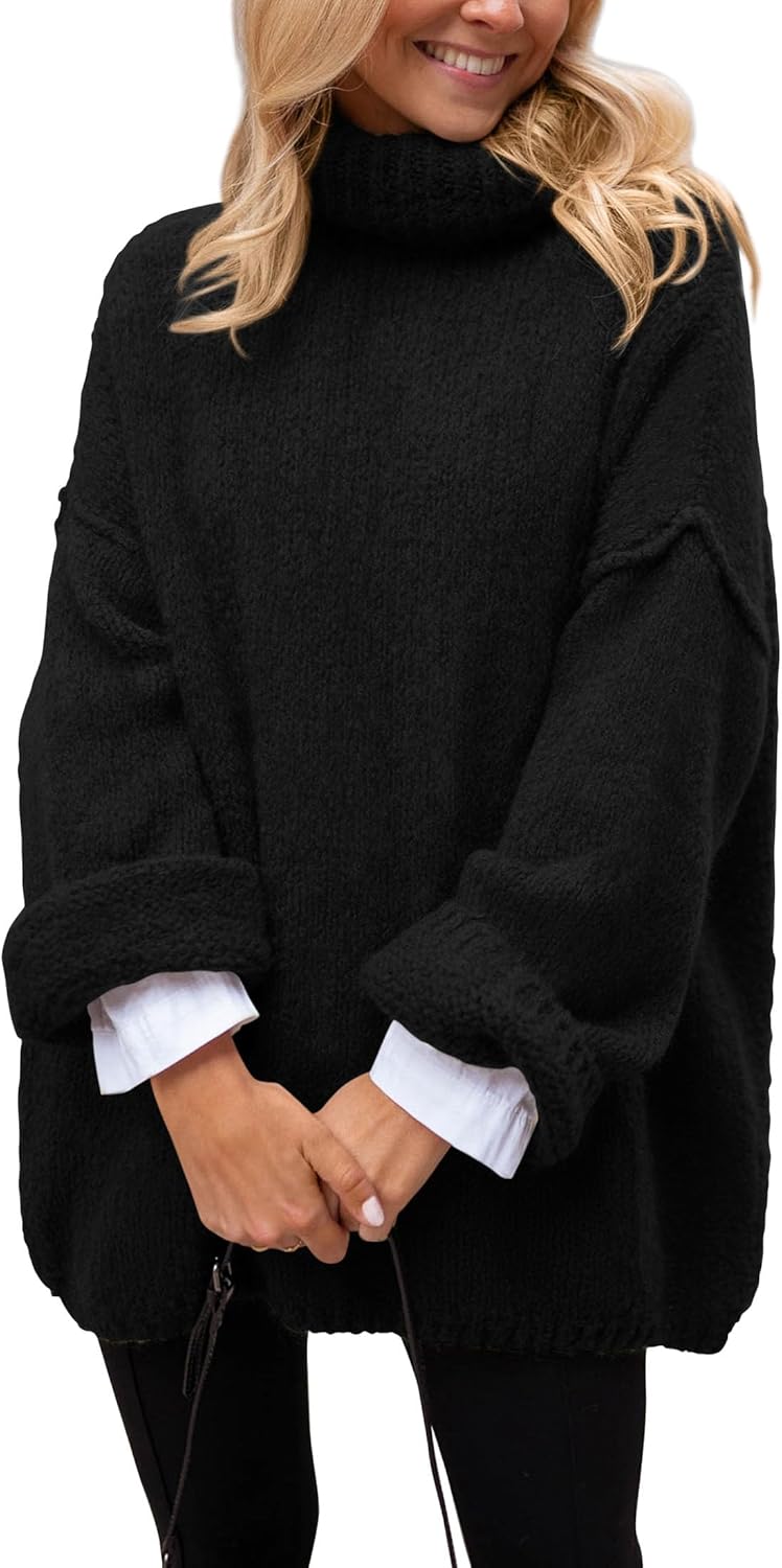 PRETTYGARDEN Oversized Sweaters for Women - Cozy Turtleneck Style