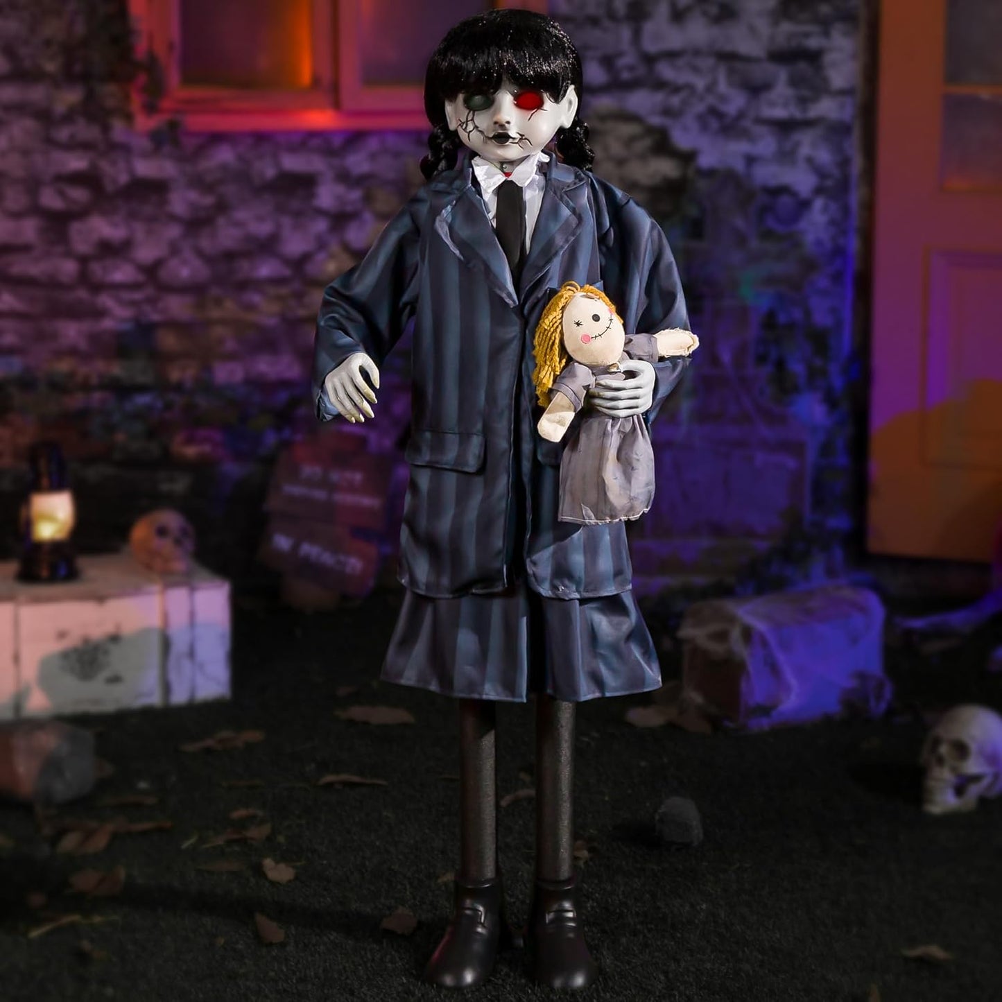 4ft Halloween Animatronics Darkness Doll for Spooky Decor
