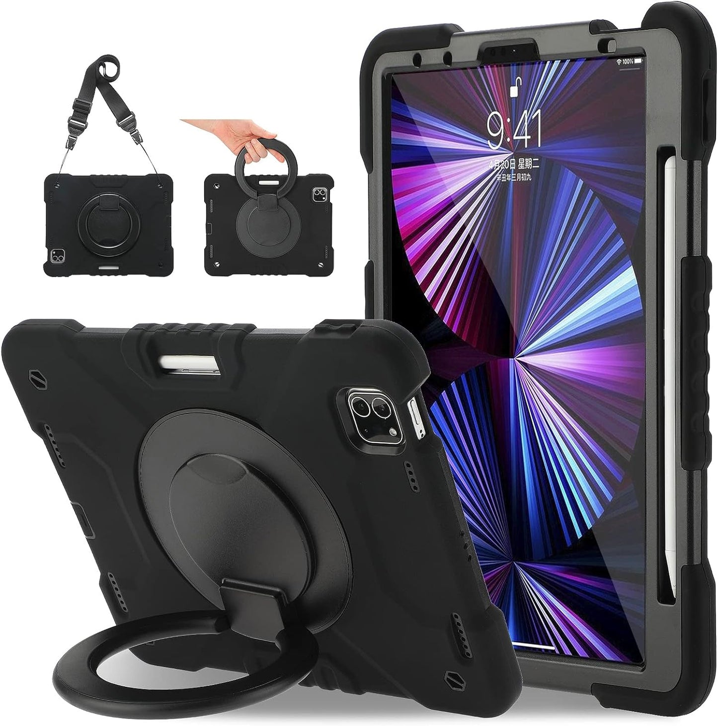 360 Swivel iPad Pro Case with Pencil Holder - Andnary