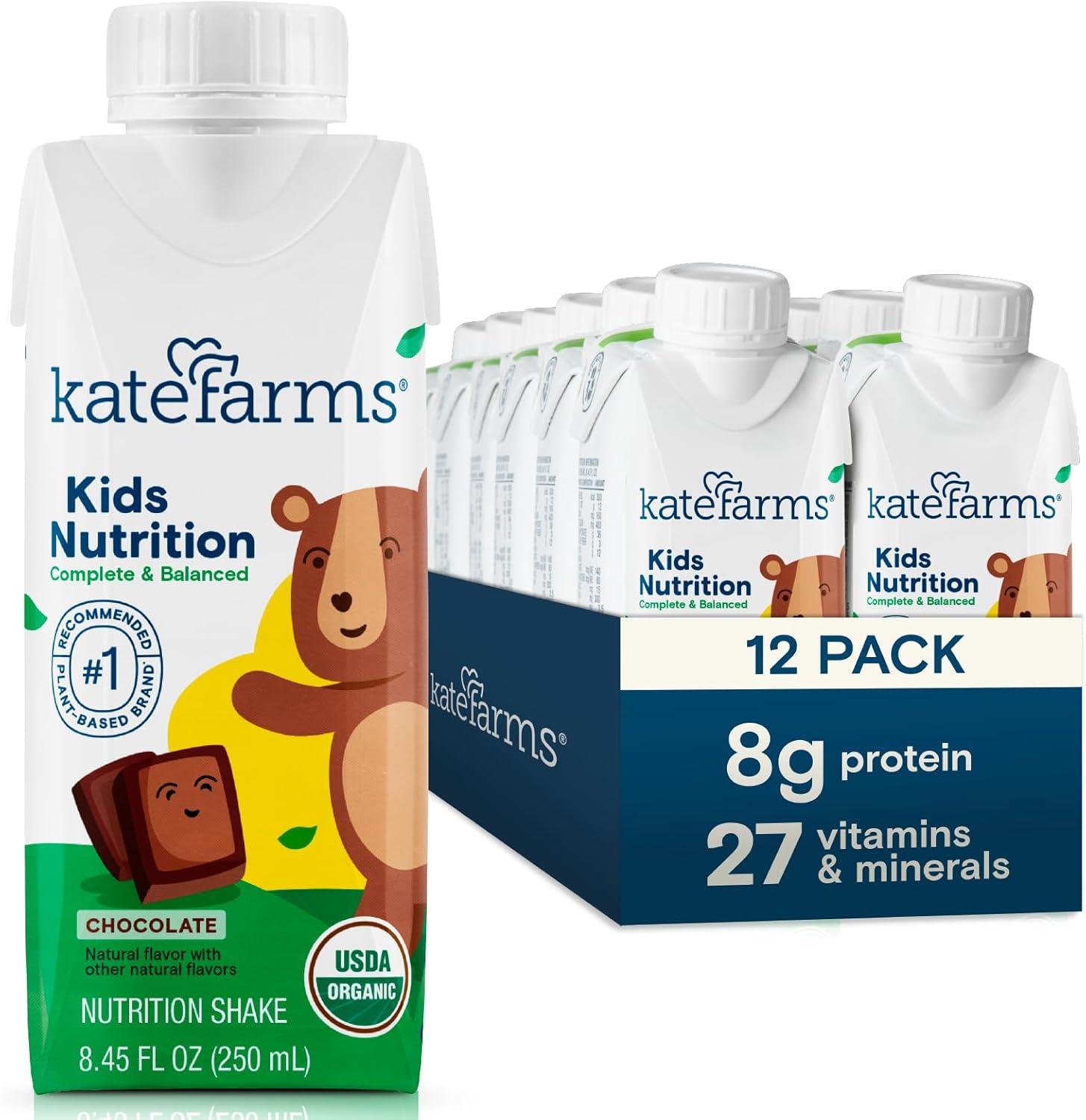 KATE FARMS Organic Kids Nutrition Chocolate Shake for Growth