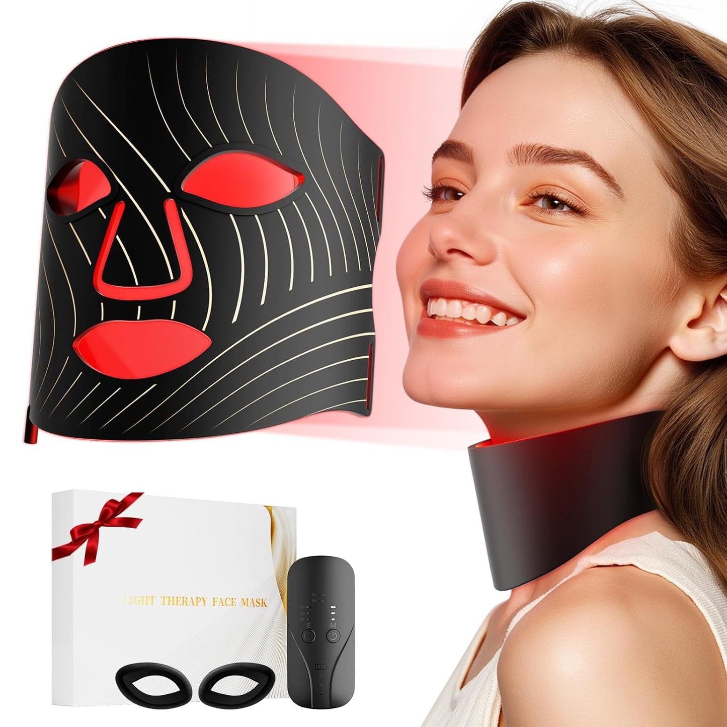 Red Light Therapy for Face with Neck Device - 3-in-1 LED Mask