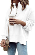 Womens Tunic Sweater 1/4 Zip Pullover - Oversized Slouchy Knit