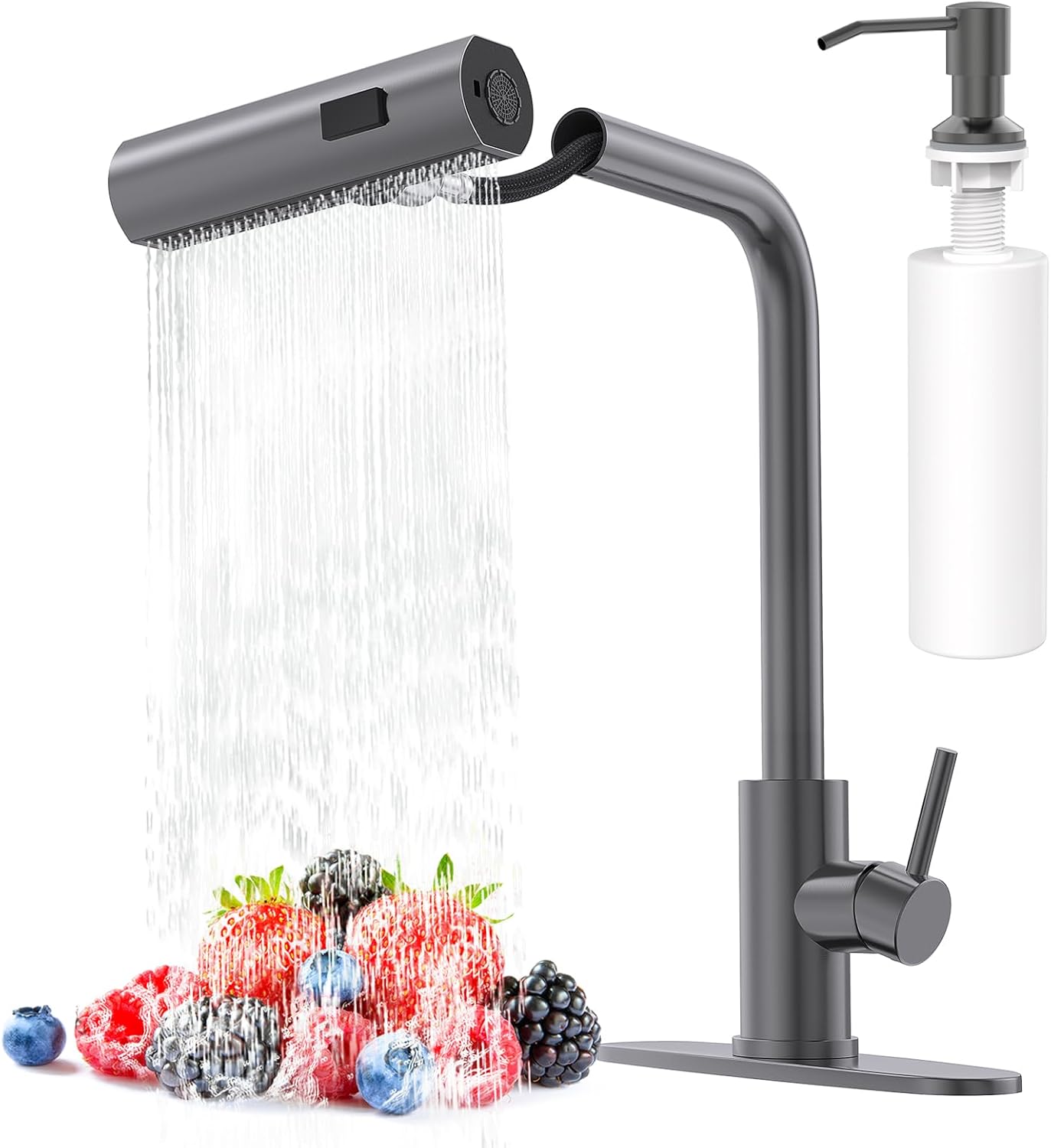 Waterfall Kitchen Faucets with Pull Down Sprayer for Modern Homes