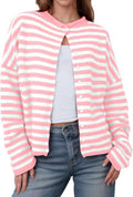 Womens Striped Cardigan Casual Long Sleeve - Lightweight Layering mild