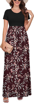 Maxi Dress for Women Short Sleeve Rayon Blend - Comfy Pockets