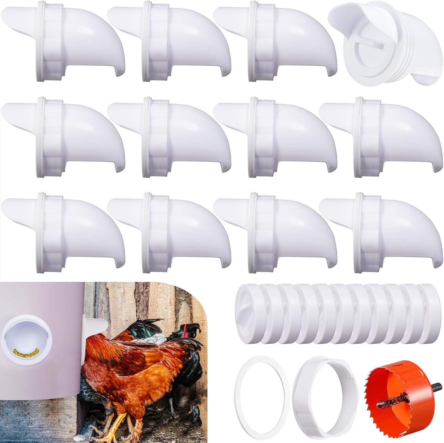 12 Ports DIY Poultry Feeder Kit for Buckets and Barrels