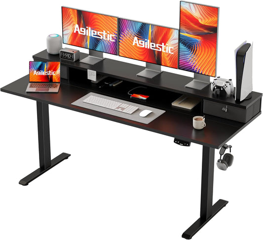 Agilestic Electric Standing Desk with 2 Storage Drawers for Comfort