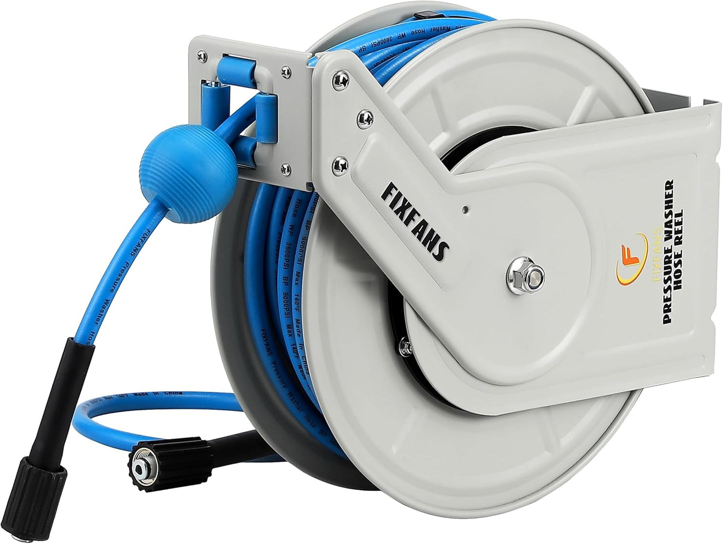 FIXFANS Heavy Duty 60ft Hose Reel - 3600 PSI Power Washer