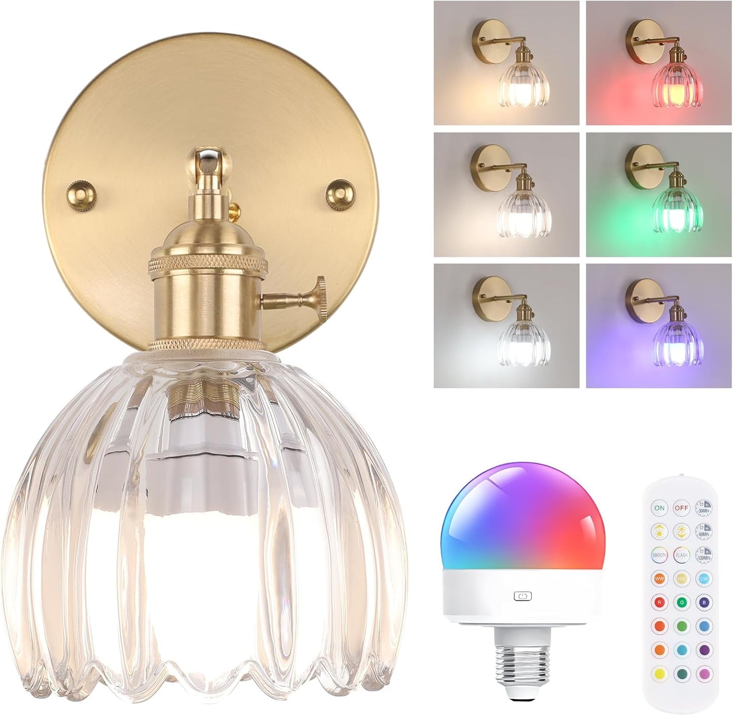 Vintage Battery Operated Wall Sconce with Remote Control