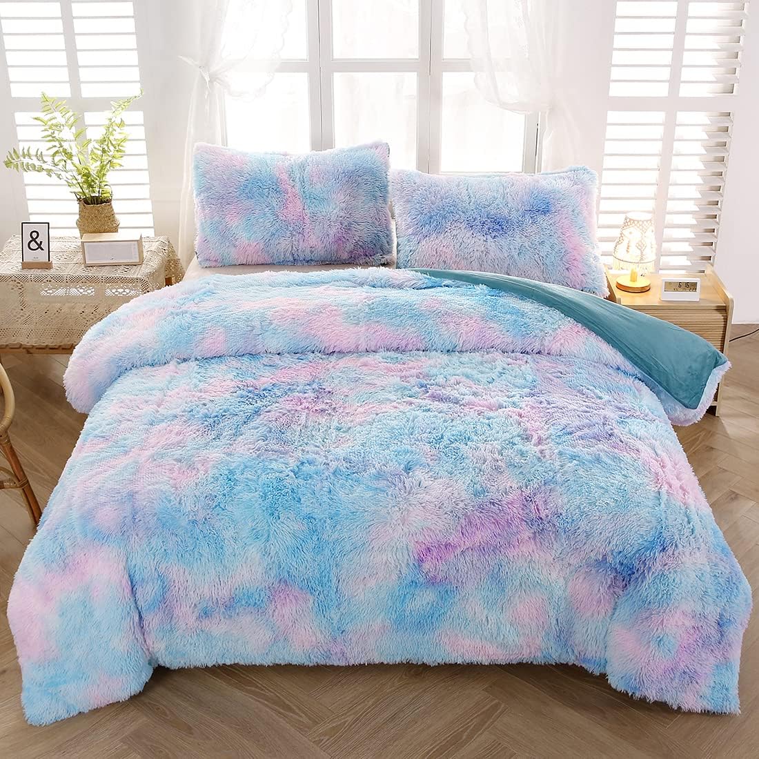 SUCSES Faux Fur Duvet Cover Set for Twin Size Bedding Bliss