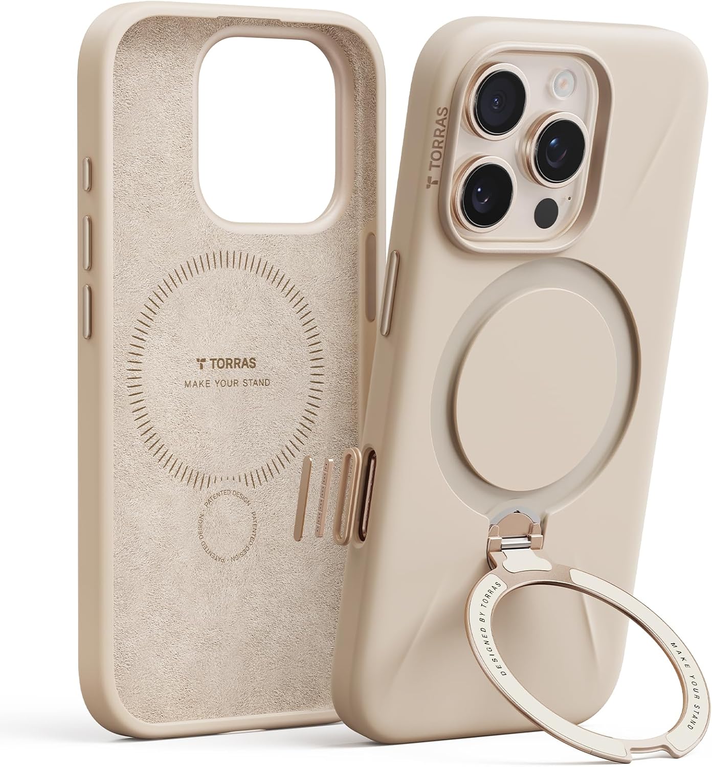 TORRAS Magnetic iPhone 16 Pro Max Case with 360 Ring Stand